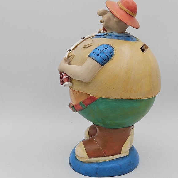 piggy bank~ Vintage unique big belly fisherman 10 in tall - Picture 9 of 13